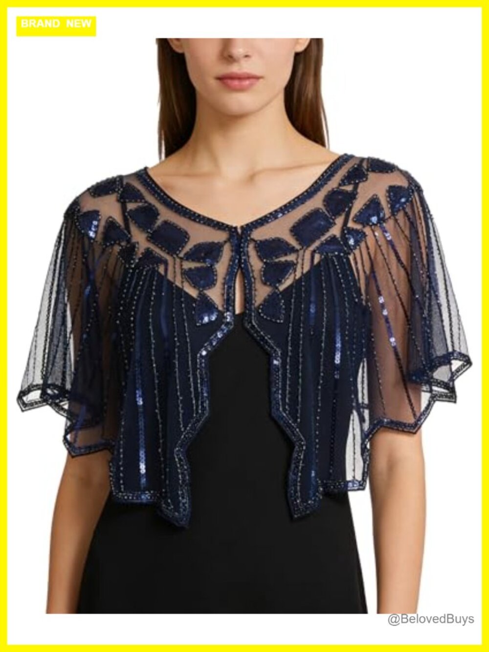 Sequin Mesh Capelet Shawl Wrap Evening Cover Up